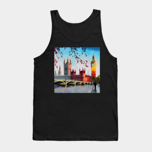 Oil on canvas, London street. A work of art. Big Ben and the Red Tree. To England Tank Top